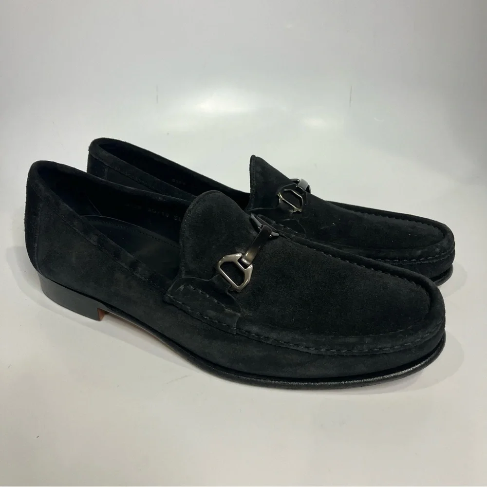 Allen Edmonds Vinci loafers black fine European suede‎ leather mens size 9.5